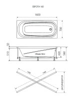 Акриловая ванна Triton Стандарт Европа без опоры 160x70 см, пристенная, белая