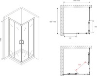 Душевой уголок Abber Schwarzer Diamant AG021005 100x100, профиль хром, стекло прозрачное