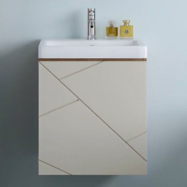 Тумба с раковиной Бриклаер Кристалл 50 латте, дуб крафт табачный