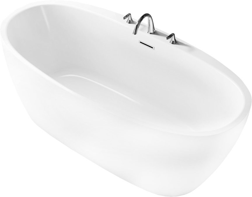 Акриловая ванна BelBagno BB404-1500-800 без опоры 150x80 см, отдельностоящая, белая, овальная, со сливом-переливом