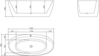 Акриловая ванна BelBagno BB404-1500-800 без опоры 150x80 см, отдельностоящая, белая, овальная, со сливом-переливом