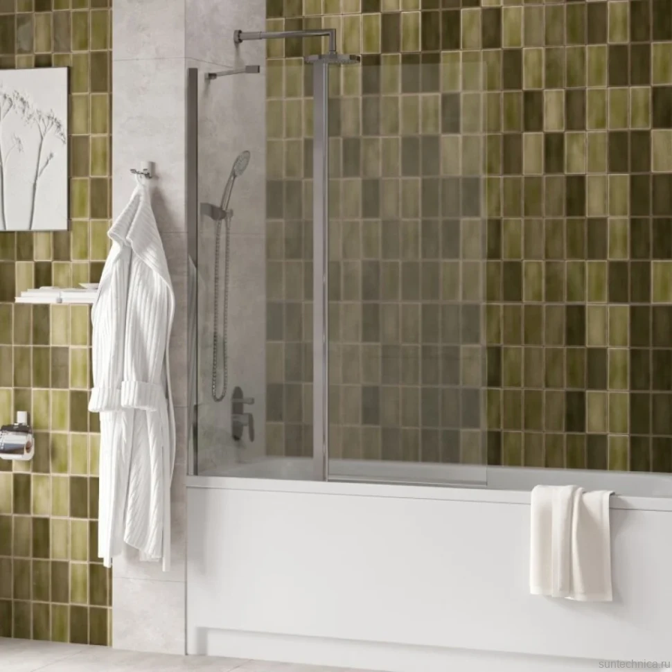 Шторка на ванну Wasserkraft Salm 27P02-110 профиль хром, стекло прозрачное