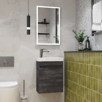 Тумба с раковиной Art&Max Family-M 40 подвесная, iron stone, с дверцей