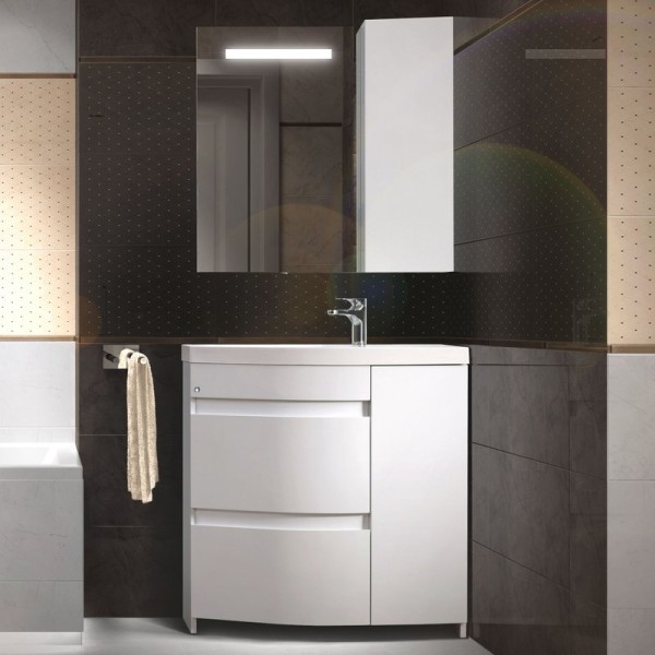 Мебель для ванной комнаты Belux Токио 80 L напольная, белая глянцевая