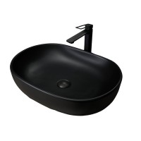 Накладная раковина GID Lago Bm9026a 60 матовая черная, овальная, фаянс