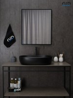 Накладная раковина GID Lago Bm9026a 60 матовая черная, овальная, фаянс