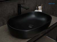 Накладная раковина GID Lago Bm9026a 60 матовая черная, овальная, фаянс