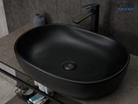 Накладная раковина GID Lago Bm9026a 60 матовая черная, овальная, фаянс