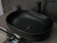 Накладная раковина GID Lago Bm9026a 60 матовая черная, овальная, фаянс