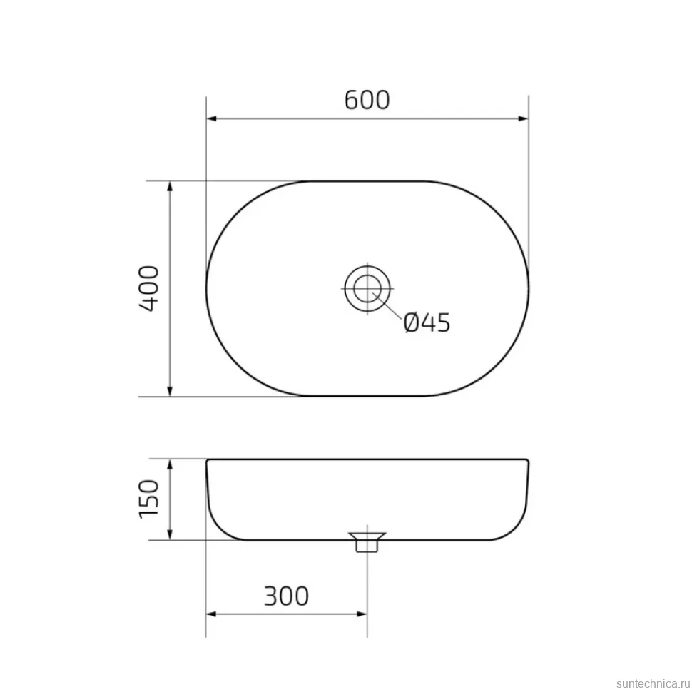 Накладная раковина GID Lago Bm9026a 60 матовая черная, овальная, фаянс