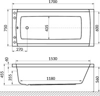 Акриловая ванна Excellent Aquaria WAEX.AQU17.SMART 170x75 см, левая, встраиваемая, с гидромассажем, белая, с каркасом, со сливом-переливом