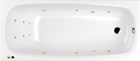 Акриловая ванна WHITECROSS Layla Slim LINE 180x80 см, встраиваемая, с гидромассажем, белая, с каркасом, со сливом-переливом, фурнитура бронза