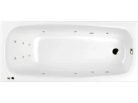 Акриловая ванна WHITECROSS Layla Slim LINE 180x80 см, встраиваемая, с гидромассажем, белая, с каркасом, со сливом-переливом, фурнитура бронза