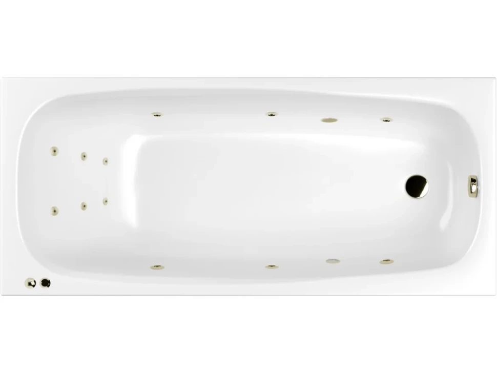 Акриловая ванна WHITECROSS Layla Slim LINE 180x80 см, встраиваемая, с гидромассажем, белая, с каркасом, со сливом-переливом, фурнитура бронза