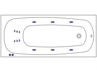 Акриловая ванна WHITECROSS Layla Slim LINE 180x80 см, встраиваемая, с гидромассажем, белая, с каркасом, со сливом-переливом, фурнитура бронза