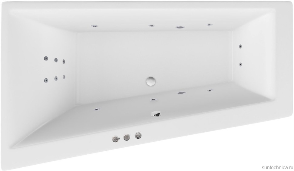 Акриловая ванна Excellent Sfera WAEX.SFL17.SMART L 170x100 см, угловая, левая, встраиваемая, с гидромассажем, белая, асимметричная, с каркасом, со сливом-переливом