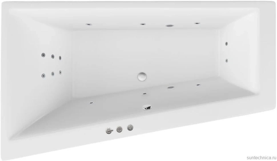 Акриловая ванна Excellent Sfera WAEX.SFL17.SMART L 170x100 см, угловая, левая, встраиваемая, с гидромассажем, белая, асимметричная, с каркасом, со сливом-переливом