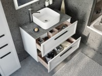 Мебель для ванной комнаты STWORKI Эстерсунд 90 белая матовая, роверелла с отверстием под смеситель в столешнице