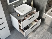 Мебель для ванной комнаты STWORKI Эстерсунд 90 белая матовая, роверелла с отверстием под смеситель в столешнице