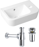 Комплект Раковина маленькая Lavinia Boho One 33310001R + Донный клапан Wellsee Drainage System 182129000 хром + Сифон 182103000 хром