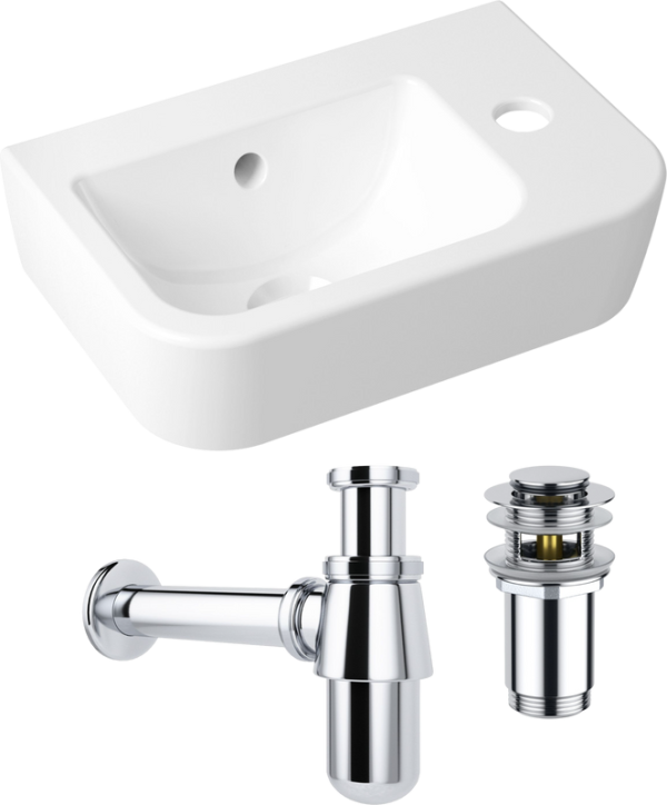 Комплект Раковина маленькая Lavinia Boho One 33310001R + Донный клапан Wellsee Drainage System 182129000 хром + Сифон 182103000 хром