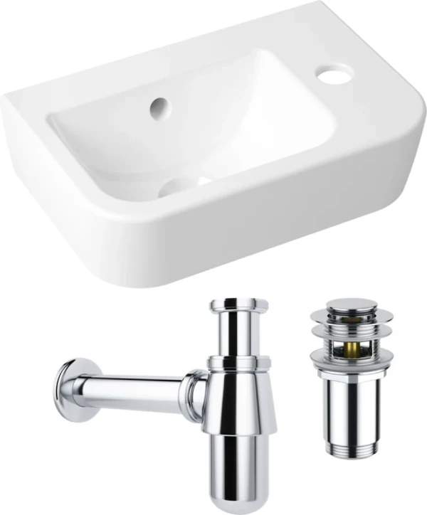 Комплект Раковина маленькая Lavinia Boho One 33310001R + Донный клапан Wellsee Drainage System 182129000 хром + Сифон 182103000 хром