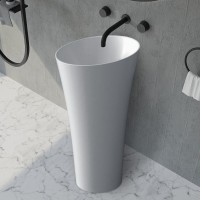 Раковина напольная Abber Stein AS2509 50 матовая белая, круглая, моноблок, искусственный камень