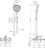 Смеситель для ванны с душем Wonzon & Woghand WW-C2036-MB матовый черный