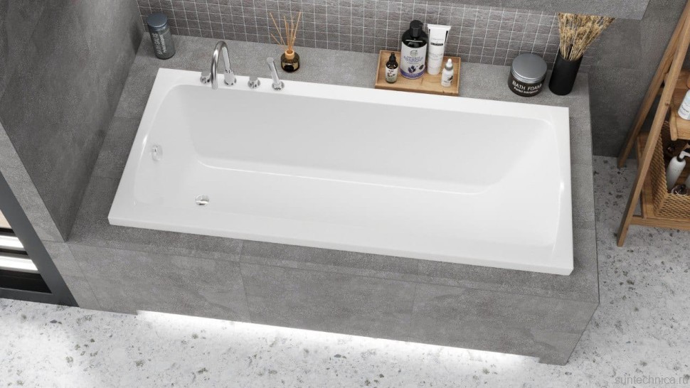 Акриловая ванна Excellent Sunrise 150x70 см, пристенная, белая, с каркасом