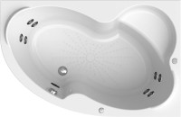 Акриловая ванна Radomir Vannesa Massage Ирма классик, R 160x105 см, угловая, правая, пристенная, с гидромассажем, белая, асимметричная, с каркасом, с экраном, с сиденьем, со сливом-переливом, с полотенцедержателем