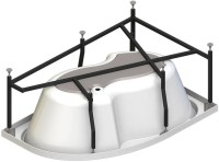 Акриловая ванна Radomir Vannesa Massage Ирма классик, R 160x105 см, угловая, правая, пристенная, с гидромассажем, белая, асимметричная, с каркасом, с экраном, с сиденьем, со сливом-переливом, с полотенцедержателем