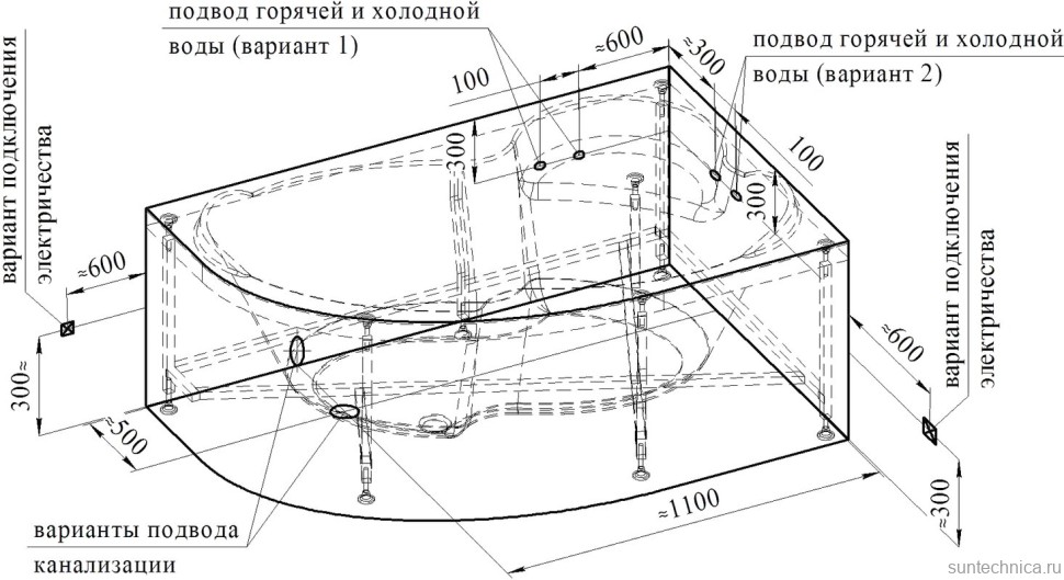 Акриловая ванна Radomir Vannesa Massage Ирма классик, R 160x105 см, угловая, правая, пристенная, с гидромассажем, белая, асимметричная, с каркасом, с экраном, с сиденьем, со сливом-переливом, с полотенцедержателем