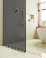 Душевая перегородка Maybahglass MGD-694-3у 89 см, профиль золото, стекло графит матовое