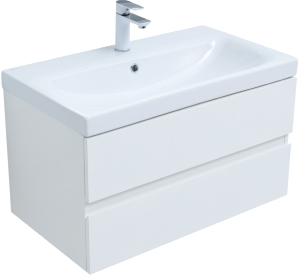 Тумба под раковину Aquanet Беркли 80 белая глянцевая