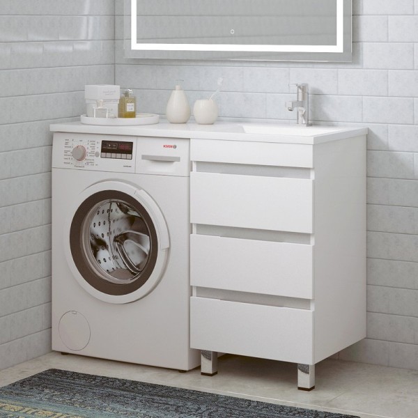 Тумба с раковиной Corozo Джерси R 50 напольная. белая, под стиральную машину