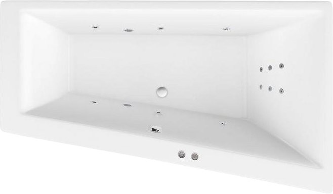 Акриловая ванна Excellent Sfera Slim WAEX.SFP17S.LINE R 170x100 см, угловая, правая, встраиваемая, с гидромассажем, белая, асимметричная, с каркасом, со сливом-переливом