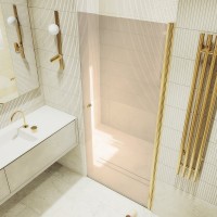 Душевая дверь в нишу Maybahglass MGD-810-3 90 см, профиль золото, стекло бронза