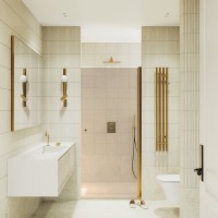 Душевая дверь в нишу Maybahglass MGD-810-3 90 см, профиль золото, стекло бронза