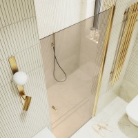 Душевая дверь в нишу Maybahglass MGD-810-3 90 см, профиль золото, стекло бронза