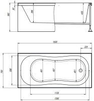 Акриловая ванна Alex Baitler Victoria 150x70 см, встраиваемая, белая, с экраном