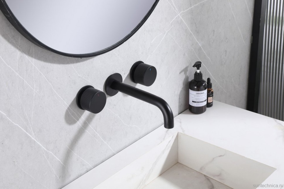 Смеситель для раковины Abber Wasser Kreis AF81122B С ВНУТРЕННЕЙ ЧАСТЬЮ, матовый черный