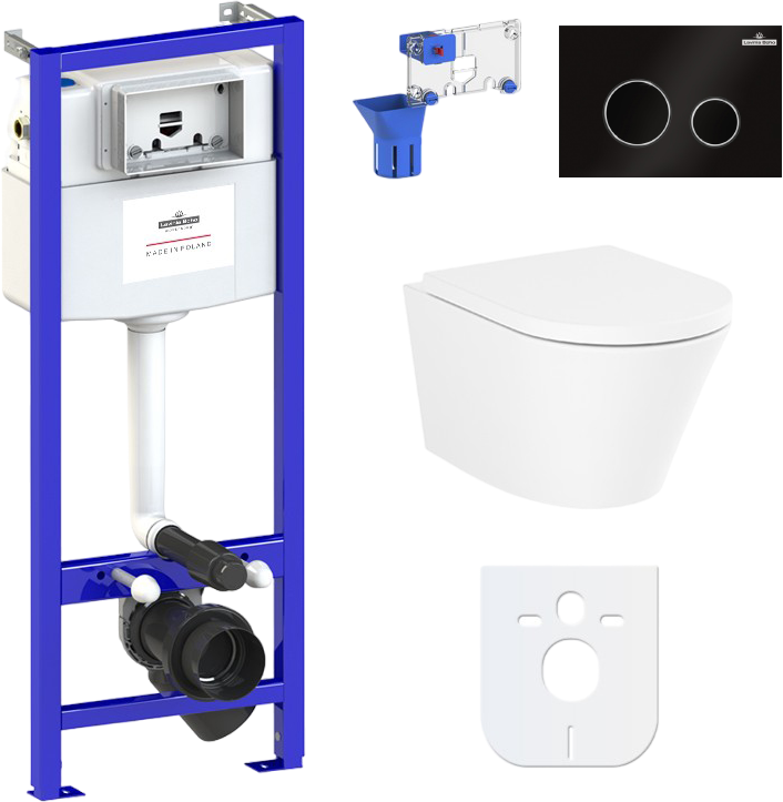 Комплект Lavinia Boho Унитаз подвесной Biore Rimless 3304102R + Крышка-сиденье Biore 33290410 с микролифтом + Инсталляция RelFix 38010010 + Кнопка RelFix 380502MB матовая черная, хром + Дозатор RelFix 38040010