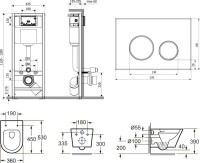 Комплект Lavinia Boho Унитаз подвесной Biore Rimless 3304102R + Крышка-сиденье Biore 33290410 с микролифтом + Инсталляция RelFix 38010010 + Кнопка RelFix 380502MB матовая черная, хром + Дозатор RelFix 38040010