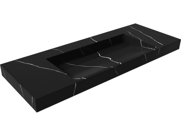 Раковина подвесная Armadi Art Flat 859-120-NM Nero Marquina 121 матовая черная, прямоугольная, искусственный камень, со столешницей