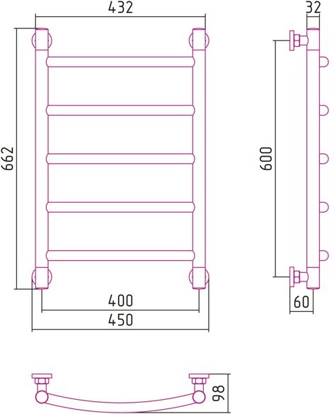 Полотенцесушитель водяной Сунержа Галант + 60x40