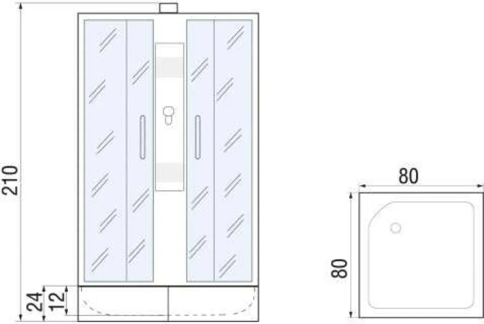 Душевая кабина River Quadro Б/К 80/24 MT без крыши