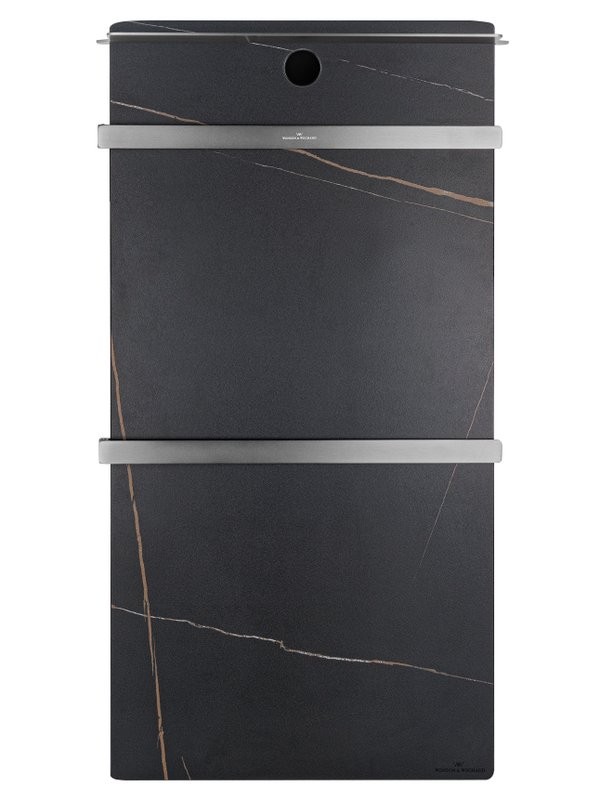 Полотенцесушитель электрический Wonzon & Woghand Stuttgart WW-A504-GM 80x45 см, подключение справа, черный мрамор, темный графит, с полкой