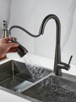 Смеситель для кухни с выдвижным изливом Shevanik S363T, оружейная сталь