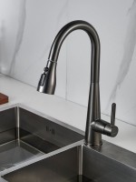 Смеситель для кухни с выдвижным изливом Shevanik S363T, оружейная сталь