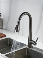 Смеситель для кухни с выдвижным изливом Shevanik S363T, оружейная сталь